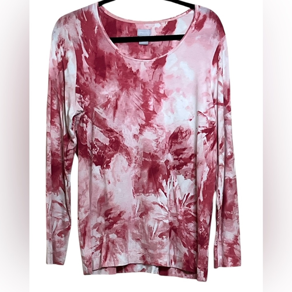 Chico’s Beautiful Women's Long Sleeve Tee in Red/Pink Size 2 (Large)